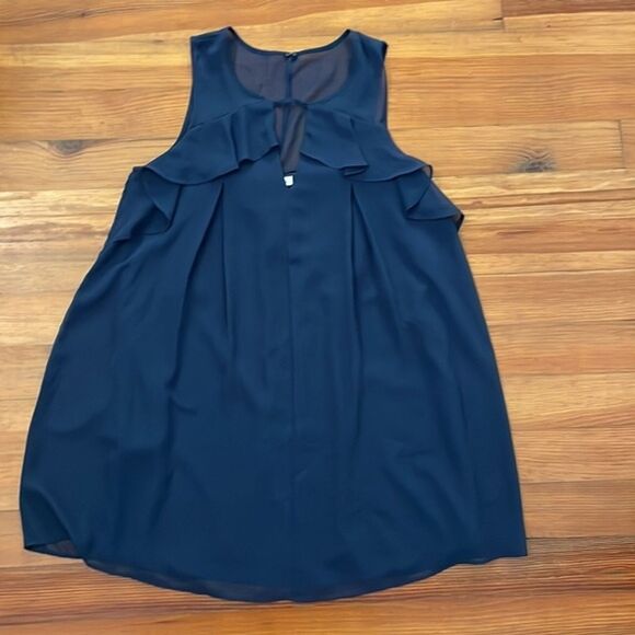 BCBGeneration Navy Blue Sleeveless Mini Shift Dress Womens Medium Chiffon - Picture 4 of 10